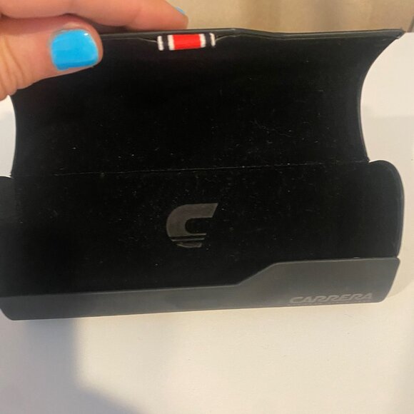 Carrera Sunglasses Eyewear Case Black with Red White Stripe Ribbon - Picture 3 of 4